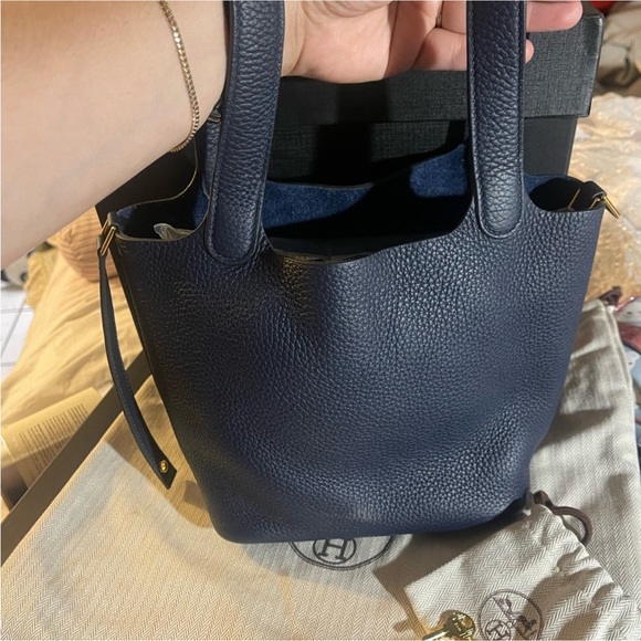 HERMES Bleu Nuit Clemence Picotin 18 Gold Hardware - Picture 10 of 12